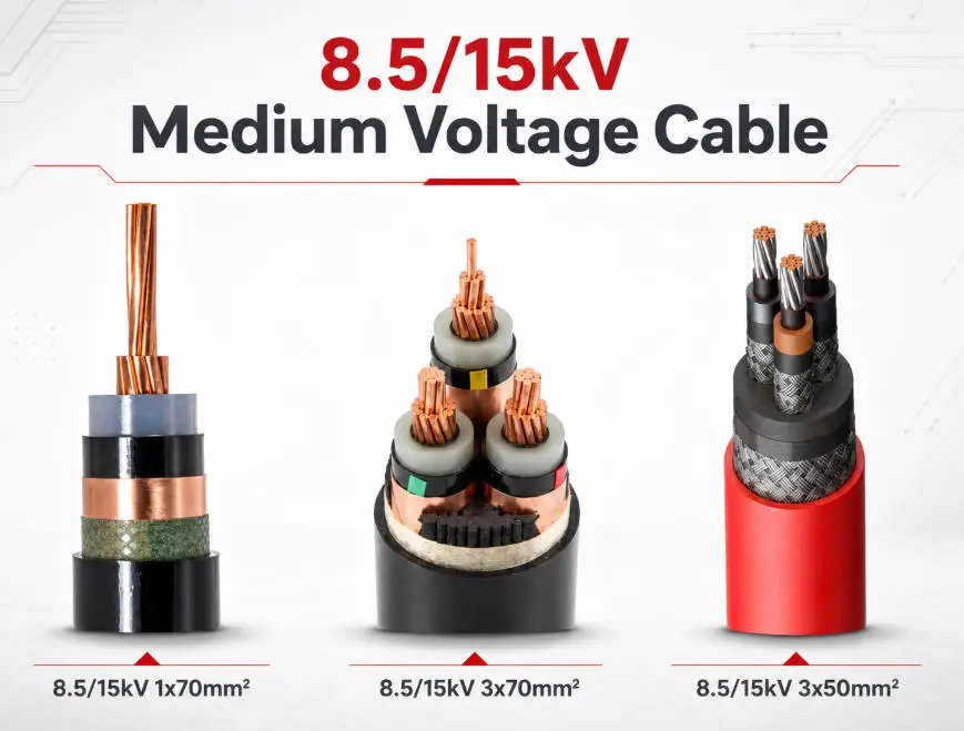 15kV Cable single-core and three-core 8.7/15kV medium voltage cable construction