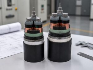 Two medium voltage cable samples compared for 11kV and 33kV specification review