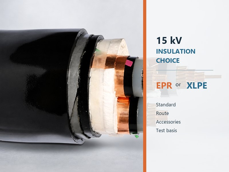 Real 8.7/15kV cable cutaway with EPR or XLPE insulation selection factors