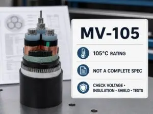 كابل MV-105 يعني عرض توضيحي 105 تصنيف درجة مئوية وقائمة مرجعية للمواصفات